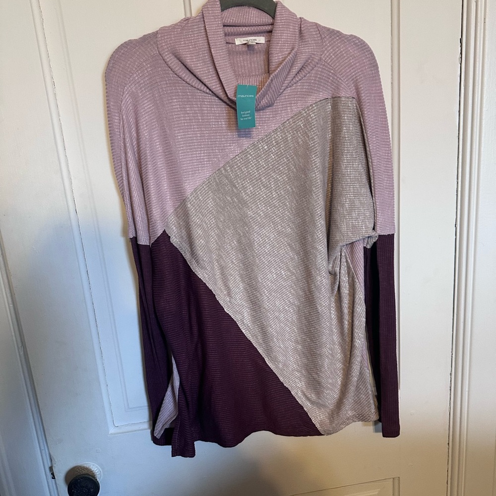 Maurices Light Purple and Dark Purple Cowl Neck Sweater